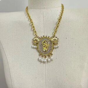 Schiaparelli Surrealist Inspired Brown Eye Ear Necklace Runway Designer …